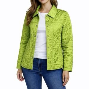 COCOON HOUSE Quilted Jacket Womens Medium Lightweight Snap Front Pockets Green